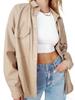 Transfronterizo 2024 Amazon Nuevo Solapa Color Sólido Bolsillo PU Cuero de Mujer Moda Casual Top de un Solo Botón Mujer