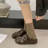 Zapatos Pequeños de Cuero Birkenstock Redondos con Hebilla de Cuero Genuino para Mujer 2026 Otoño/Invierno Nuevo Estilo sin Cordones Uso Bidireccional Apertura Profunda Zapatos Individuales