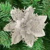 Flor de Nochebuena Artificial con Escamas Doradas Brillantes 14cm Corona de Dos Piezas Círculo Accesorios para Decoración de Árbol de Navidad Directamente de la Fuente