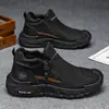 Primavera de 2026 Novos Sapatos Masculinos Casuais Tendência Antiderrapantes para Trabalho Versáteis Cano Alto com Zíper Calce Fácil Solado Grosso