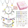 Venta Caliente de Amazon Set de Pulseras DIY para Niños Dibujos Animados Sirena Rosa Hecho a Mano con Cuentas Set de Regalo Educativo