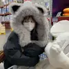 Lindo Gorro de Felpa de Oso, Bufanda para el Cuello y Guantes Todo en Uno para Mujer en Invierno, Ciclismo a Prueba de Frío, Resistente al Viento, Cálido y Gorro Protector de Orejas, a la Moda