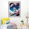 Pintura de Diamantes Punto de Cruz DIY Hecho a Mano Venta Caliente en Amazon Estilo Japonés Flor de Cerezo Rosa Gato Lindo Animal Sala de Estar