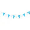 Bandeirinhas triangulares de imitação de linho azul e branco, 12 peças, decoração de festa de aniversário, reunião, casamento, decoração de local de empresa, bandeiras de puxar