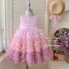 Vestido de Princesa para Niña Verano 2026 Nuevo Infantil Lujo Ligero Sensación de Alta Gama Vestido Formal Niña Vestido de Malla con Bloques de Color