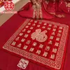 Suprimentos de Casamento para a Noiva, Almofada de Assento, Almofada de Joelhos para a Cama da Noiva, Colcha Vermelha Bordada com Cem Bênçãos, Colcha Festiva para o Quarto de Casamento