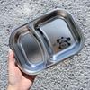 Prato de Jantar Infantil de Aço Inoxidável de Grau Alimentício com Colher Conjunto de Duas Peças Jardim de Infância Bebê Casa Prato de Jantar com Vários Compartimentos Lancheira