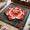 Nueva Alfombra de Loto Estilo Chino, Alfombrilla Cuadrada de Terciopelo de Cristal para Piso, Absorbente de Agua, Antideslizante, Fácil de Cuidar y Fácil de Limpiar