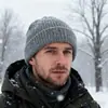 Gorro de Punto de Color Sólido Popular de Amazon para Otoño e Invierno Europeo y Americano para Hombres y Mujeres, A Prueba de Frío, Protege Orejas, Cálido, de Doble Capa, Gorro de Lana Espeso
