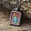 Pingente Quadrado de Prata S925 Nuvem Auspiciosa Verde Colorido Tara Cinábrio Pingente para Homens e Mulheres Colar Estilo Chinês Atacado
