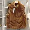 Colete masculino de lã coral, altamente eficaz para o calor, adequado para outono e inverno, estilo casual, gola alta, cor sólida, colete esportivo, colete de lã