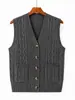 Chaleco cárdigan para hombre, cuello de corazón de pollo de anciano, suéter, chaleco cálido engrosado, holgado, murciélago