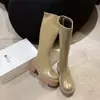 Botas Altas de Tacón Grueso de Moda para Mujer 2026 No Botas de Motocicleta Caña Recta Hasta la Rodilla de Piel Estilo Coreano Versátil Adelgazantes Otoño
