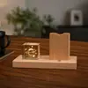 Portalápices de Madera Maciza y Cristal, Luz de Noche, Decoración de Escritorio Feng Shui, Regalo Empresarial Creativo, Regalo de Cumpleaños para Estudiante, Recuerdo