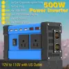 Inversor 300W500W Montado en Coche Batería Doméstica 12V a 220V/110V Pantalla LED Inteligente Carga Rápida USB