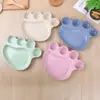Vajilla Infantil de Paja de Trigo Pie de Oso Fruta Papas Fritas Separado Cuatro Colores Opcionales Plato de Cena de Dibujos Animados Plato Separado para Empanadillas