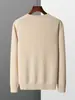 Suéter Nuevo de Lana 100% Pura para Hombre Otoño e Invierno Cuello Redondo Manga Larga Jersey Holgado Cálido Casual Tejido Capa Base