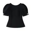 Comércio Exterior Transfronteiriço 2026 Primavera Novo Estilo Europeu e Americano Moda Feminina Sexy Laço Manga Bufante Blusa 228084