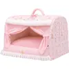 Cama para Pet Estilo Princesa para Cães Médios e Grandes, Cama Estilo Gaveta com Cortina de Porta, Casa Totalmente Fechada para Gatos, Cama para Cachorro Removível e Lavável para Outono e Inverno