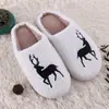 2026 Inverno Novo Natal Chinelos de Algodão Chinelos de Pelo de Rena Preto e Branco Sapatos de Casa Alce Chinelos Quentes