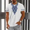 Camiseta de Manga Corta con Estampado 3D Estilo Étnico Retro Europeo y Americano 2025 Nueva Primavera y Verano para Hombre Cuello Redondo Ojo de Horus