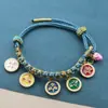 Pulsera de Flor de Durazno de los Cinco Dioses de la Riqueza Estilo Tíbet, Cordón Tejido a Mano Nudo de Flor de Durazno, Pulsera Thangka de Cuerda Multicolor Estilo Étnico