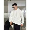 Camiseta de manga larga, unisex, gruesa y de corte holgado, color blanco liso, adecuada para primavera y otoño, cuello redondo estilo japonés, camiseta interior básica, negra