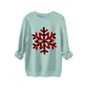 Amazon Wish Site Independente Moda Casual Versátil Feminino Xadrez Preto e Vermelho Floco de Neve Espesso Quente Gola Careca Moletom