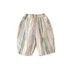 Pantalones Anchos de Rayas Coloridas Estilo Verano Nuevo para Niñas Pequeñas, Pantalones Rectos Frescos y Sueltos 62019