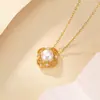 Yuebao Jewelry Collar de Perlas Hueco Ruyi de Plata de Ley S925 Cadena para Clavícula Versátil de Lujo Ligero Francés Más Vendido