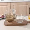 Taza de desayuno de vidrio transparente al por mayor de fábrica, taza de leche, taza de café de almidón de raíz de loto, taza de vidrio para té de oficina