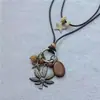 Joia Coreia do Sul Moda Artística Retrô Multi-acessórios Corrente Dupla Pena Turquesa Liga Metálica Corrente de Lã Colar de Cordão Feminino