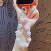 Linda Cadena de Flor de Cerezo con Cuentas para Teléfono Móvil Llavero Colgante para Mochila Escolar Llavero Creativo de Pareja para Llaves de Coche Colgante Pequeños Regalos