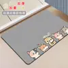 Alfombrilla de suelo de tierra de diatomeas con diseño de tiburón y gato, absorbente de agua y de secado rápido, para baño, aseo del hogar y lavabo, alfombrilla antideslizante para pies