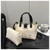 Bolsa Feminina Retrô para Trabalho Textura Bolsa de Mão 2025 Outono Bolsa de Ombro para Trabalho Moda Simples Bolsa de Axila Bolsa Transversal