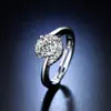 Venta Directa de Fábrica Anillo Ajustable de Apertura con Diamante Sintético para Mujer Seis Garras Un Quilate Anillo de Imitación Moissanita Suministro en Vivo