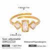 Wanxing Estilo Nuevo Transfronterizo para Mujer Estilo Clásico Acero Inoxidable Chapado en Oro de 18K Cuadrado Pedrería Geométrico Anillo Abierto al por Mayor