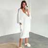 Nuevo Producto de Primavera 2026 de Amazon Bata de Noche de Algodón Puro Estilo Europeo y Americano Holgada y Cómoda Ropa de Casa Pijamas para Mujer