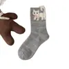 Meias Originais Novas de Primavera, Meias Femininas Sem Costura, Estilo Coreano Estilo Ins Gato Cauda 3D Desenho Animado Meia de Cano Médio Tendência Feminina