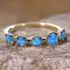 Estilo Popular de AliExpress Transfronterizo Estilo Frío Anillo de Oro con Cinco Círculos y Ópalo para Mujer Joyería de Moda Simple Lujosa Ligera Venta al por Mayor