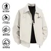 Chaqueta de vuelo tipo bomber holgada con solapa para transmisión en vivo para hombre, nuevo modelo de primavera y otoño, cómoda y elegante