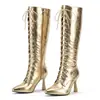 Estilo comércio exterior eBay, coleção outono/inverno 2026, saltos agulha bico fino sexy, tamanhos 32-48, botas de salto alto bico fino moda plus size