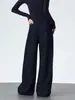 Calça Wide Leg Macia de Chenille Jeans Feminina Outono 2026 Nova Cintura Alta Fluida Escovada Perna Reta Casual de Alta Qualidade