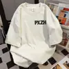 Camiseta de Manga Curta com Estampa de Letras Design Preguiçoso para Homens e Mulheres, Verão 2025 Estilo Rua Americano Top Solto Ins