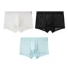 Ropa interior para hombre de malla de encaje Huajielong, seda de hielo, venta al por mayor, cintura media, tallas grandes para hombre, boxers transpirables, se puede enviar directamente