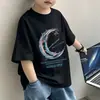 Roupa 100% Algodão Puro Infantil para Meninos, Tamanhos Médio e Grande, Camiseta Curta de Manga Curta Solta Estilo Coreano, Top Tie-Dye Colorido Contrastante 100% Algodão para Meninos