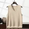 Chaleco de Cachemira con Cuello en V para Hombre, Chaleco de Punto sin Mangas de Cachemira de Color Sólido, Chaleco Suéter Cálido y Amigable con la Piel