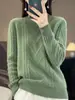 Suéter de malha feminino para outono e inverno, solto e grosso, com gola alta meia e design de trança, estilo pullover, camada base grossa de inverno