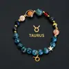 Artículo Popular Transfronterizo: Pulsera de Ocho Planetas y Doce Constelaciones, Pulsera de Piedra Natural Piedra Manchada Azul Negro Venta al por Mayor