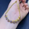 Novo Bracelete de Tanzanita Natural com Inlay de Prata 925, Luxo Leve, Bracelete Simples e Moderno, Atacado Direto do Fabricante